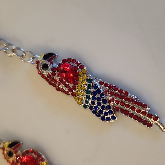 Colorful Parrot Keychain with Rhinestones - Picture 2 of 3